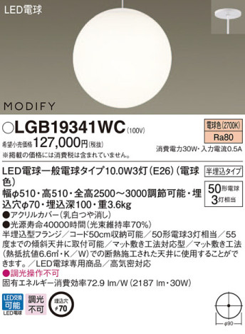Panasonic LED ڥȥ饤 LGB19341WC ᥤ̿