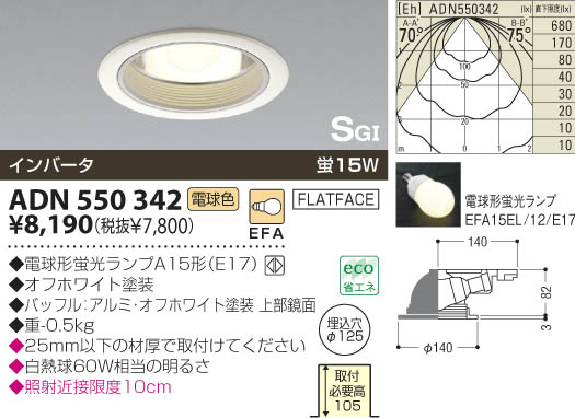 KOIZUMI SG形ダウンライト ADN550342 | 商品紹介 | 照明器具の通信販売