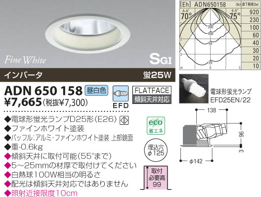 KOIZUMI SG形ダウンライト ADN650158 | 商品紹介 | 照明器具の通信販売