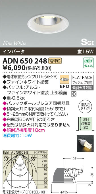 KOIZUMI SG形ダウンライト ADN650248 | 商品紹介 | 照明器具の通信販売