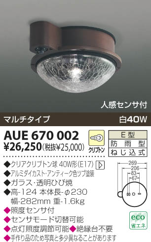 KOIZUMI 防雨型シーリング AUE670002 | 商品紹介 | 照明器具の通信販売
