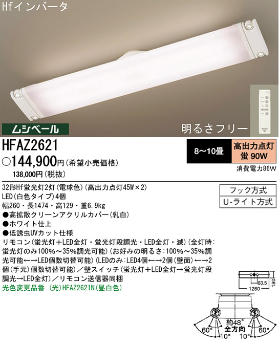 パナソニック電工 PANASONIC シーリングライト HFAZ2621 | 商品紹介