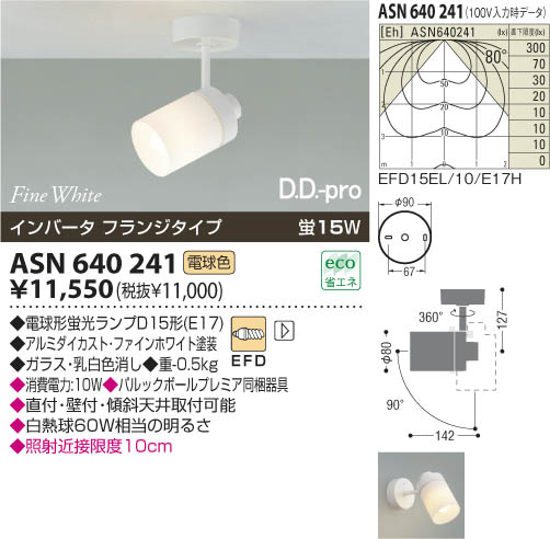 コイズミ照明 KOIZUMI 蛍光灯スポットライト（フランジ） ASN640241
