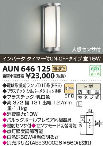 コイズミ照明 KOIZUMI 防雨型ブラケット AUN646125 | 商品紹介 | 照明