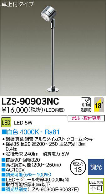 DAIKO 大光電機 LEDディスプレイライト LZS-90903NC | 商品紹介 | 照明