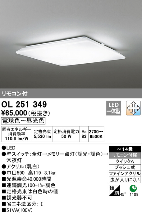 ODELIC オーデリック シーリングライト OL251349 | 商品紹介 | 照明