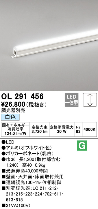 ODELIC オーデリック LED間接照明 (専用電源別売) OL291259-