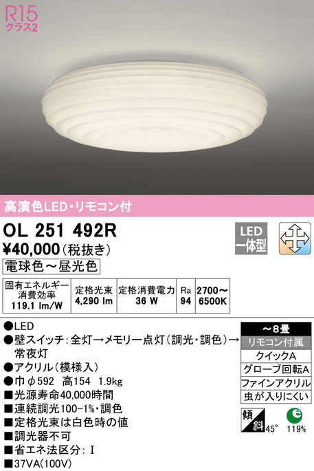 ODELIC オーデリック シーリングライト OL251492R | 商品紹介 | 照明