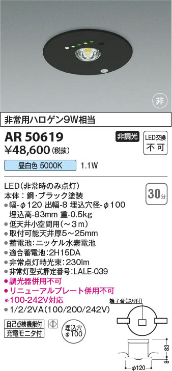 100-242V対応LED非常灯　AR50617 コイズミ8台