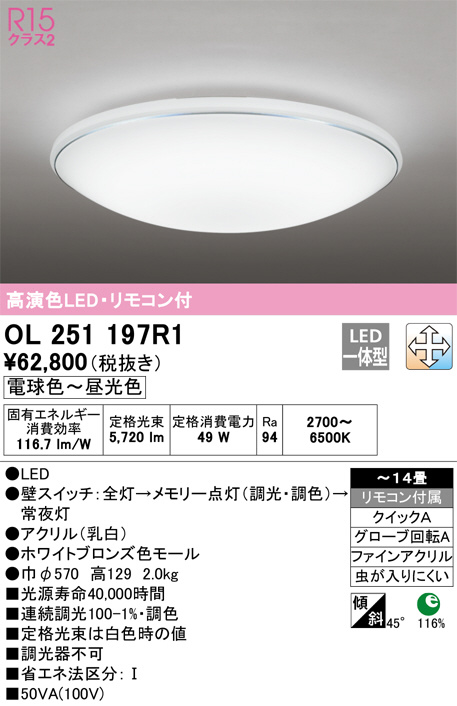 ODELIC オーデリック シーリングライト OL251197R1 | 商品紹介 | 照明