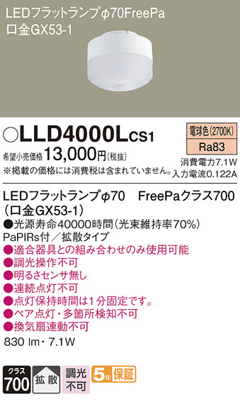 Panasonic ランプ LLD4000LCS1 | 商品紹介 | 照明器具の通信販売