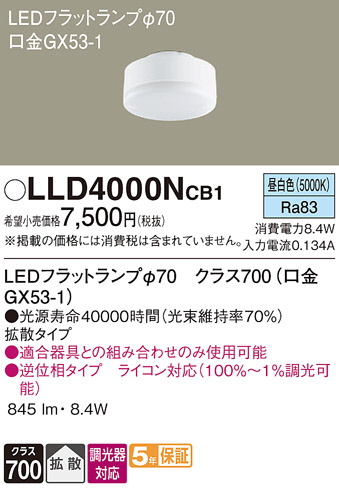 Panasonic ランプ LLD4000NCB1 | 商品紹介 | 照明器具の通信販売