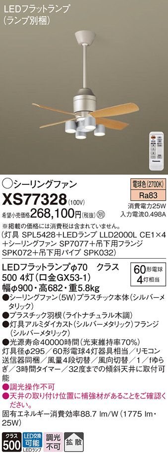 Panasonic シーリングファン XS77328 | 商品紹介 | 照明器具の通信販売