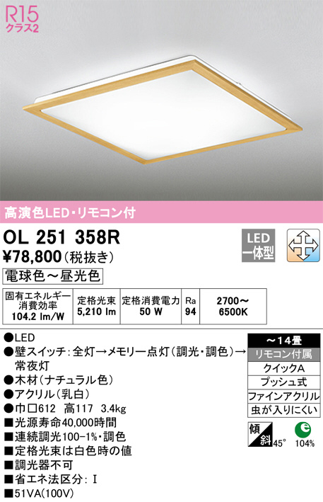 ODELIC オーデリック シーリングライト OL251358R | 商品紹介 | 照明器具の通信販売・インテリア照明の通販【ライトスタイル】