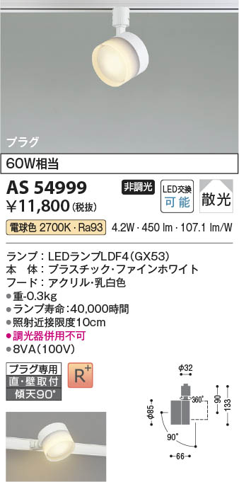 Koizumi コイズミ照明 スポットライト AS54999 | 商品紹介 | 照明器具の通信販売・インテリア照明の通販【ライトスタイル】